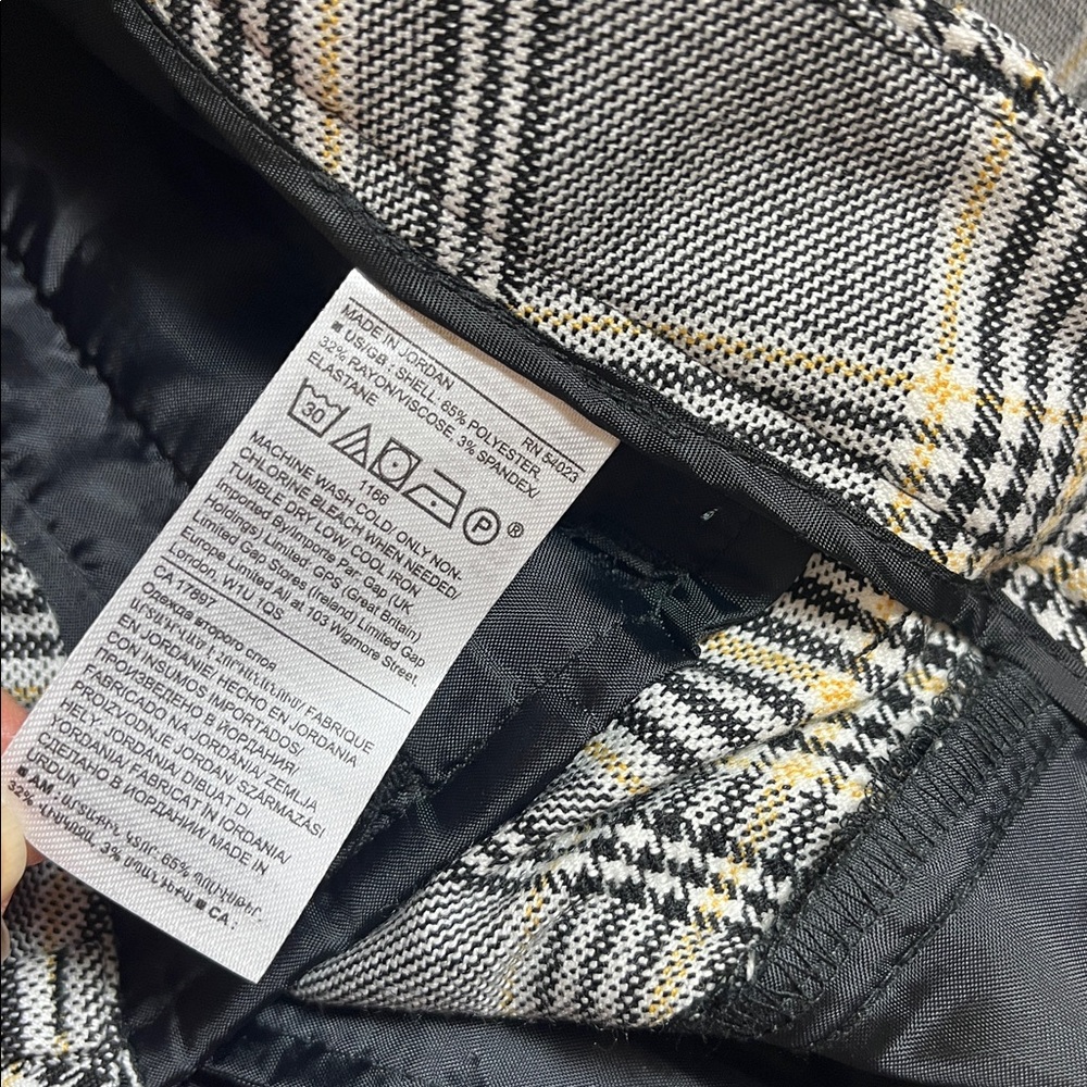 Banana Republic Black White and Yellow Plaid Everybody Wide Leg Cropped Pants 4 - Picture 9 of 11